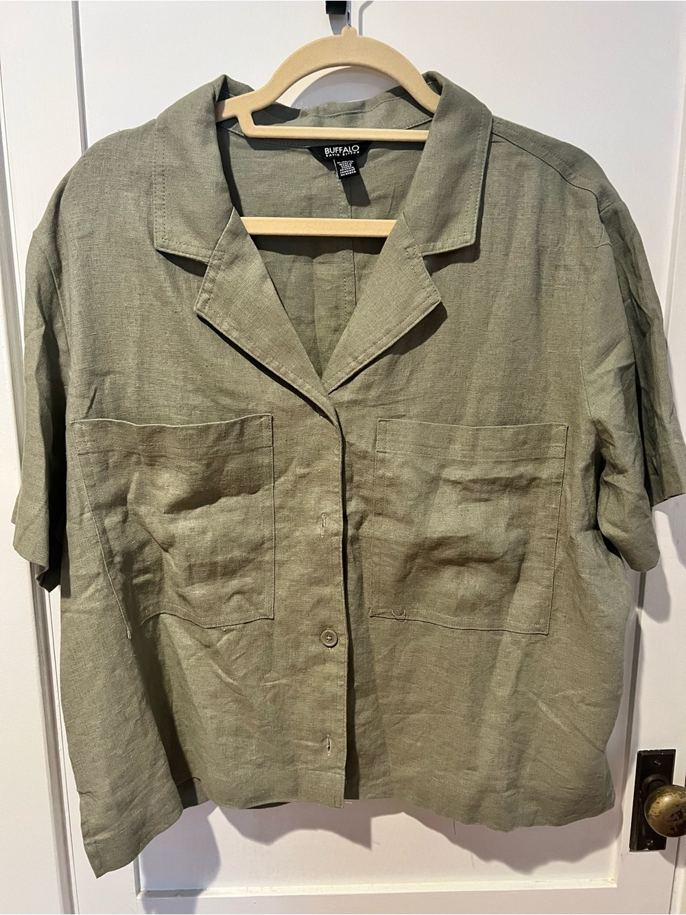 Buffalo David Bitton Olive Green Short Sleeve Button-Up